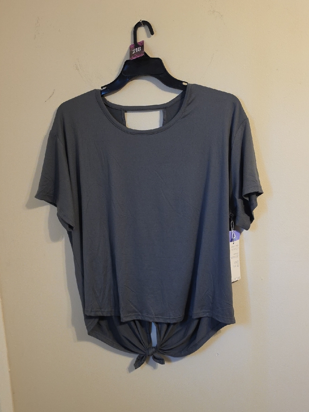 Fit Collective Gray Short Sleeve Tie Back T Shirt. NWT